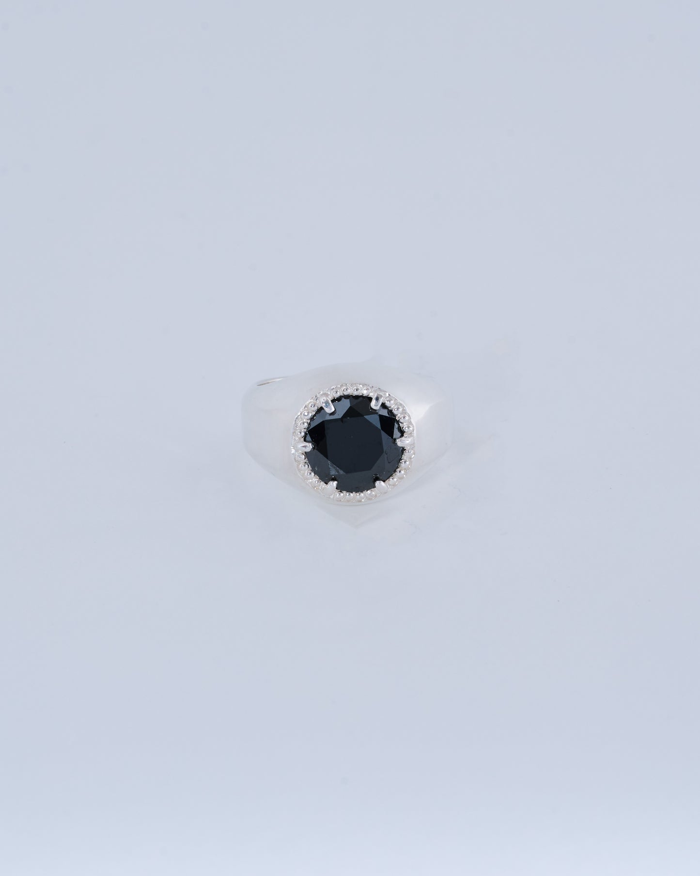 BLACK CUBIC ZIRCONIA BEADED STONE RING