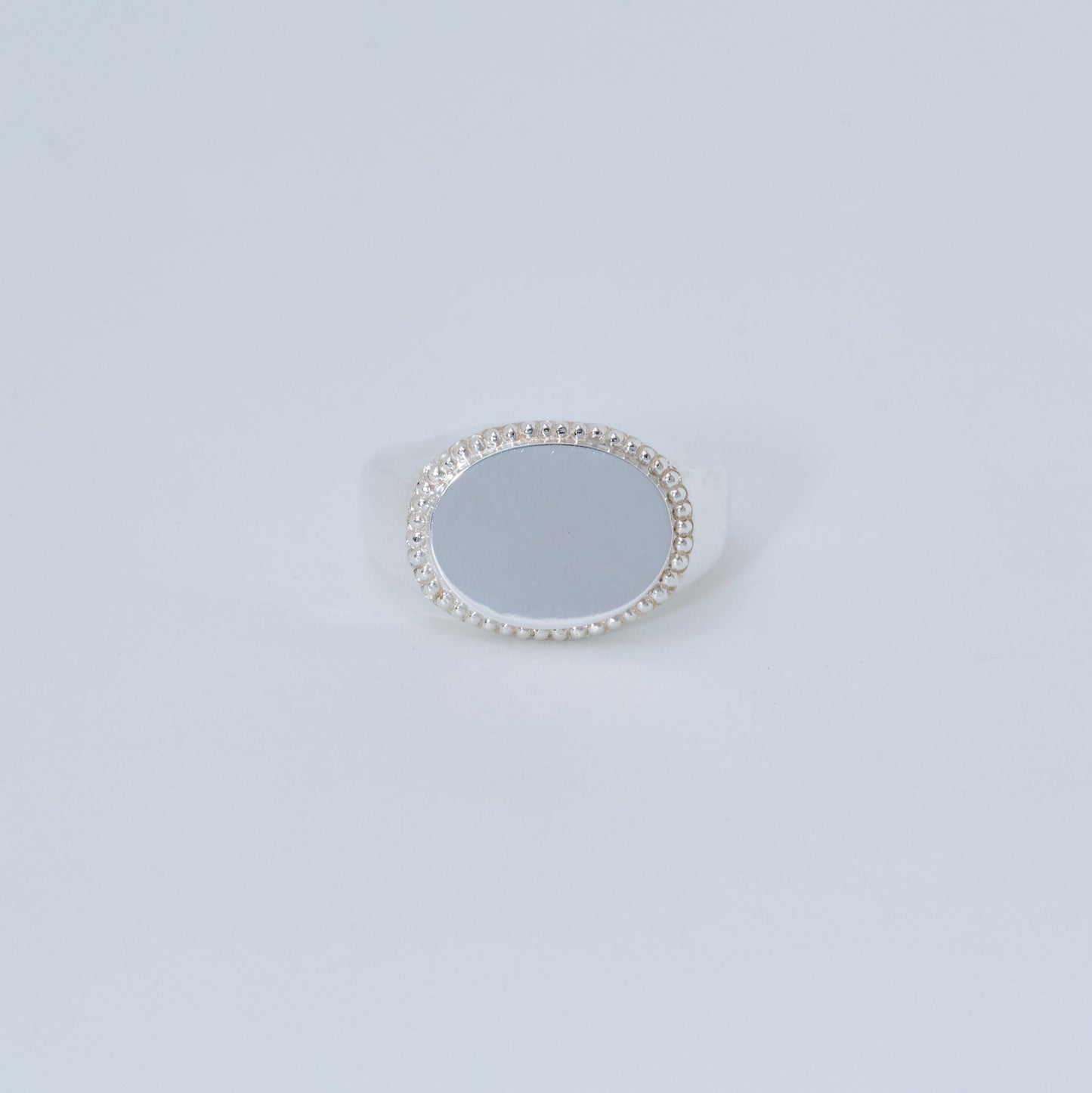 BEADED LARGE OVAL SIGNET RING