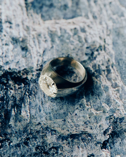 WHITE TOPAZ BEADED RING