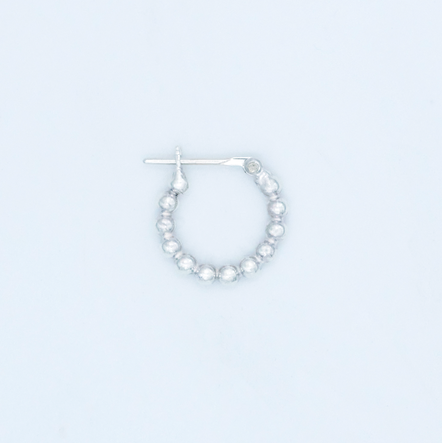 BEADED SILVER HOOP EARRING