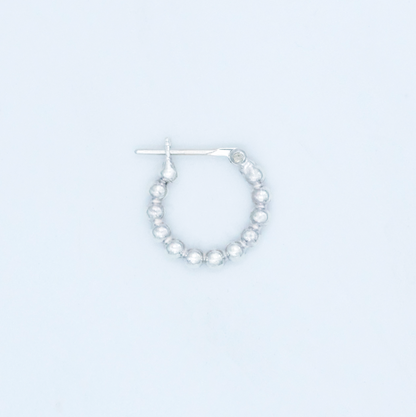 BEADED SILVER HOOP EARRING