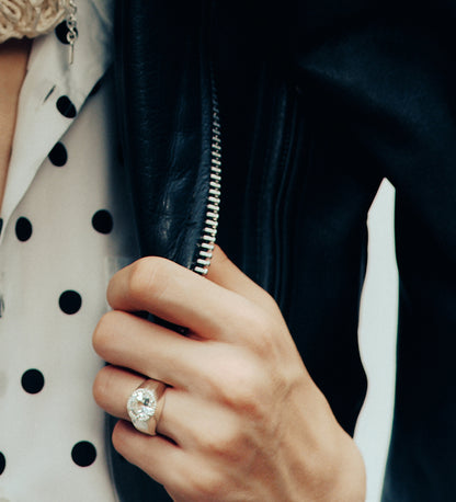 WHITE TOPAZ BEADED RING