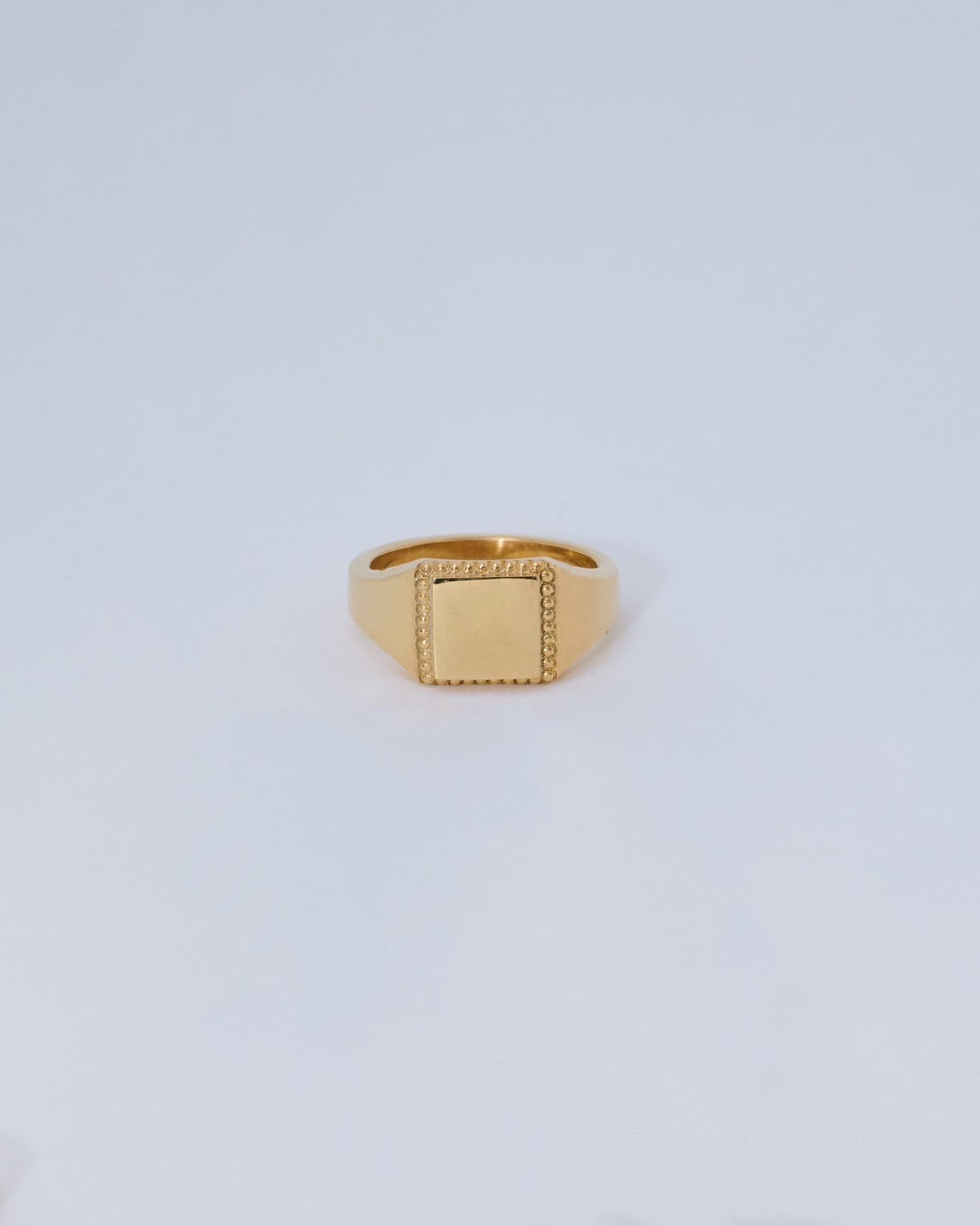 BEADED SQUARE SIGNET RING