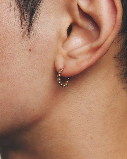 BEADED GOLD HOOP EARRING