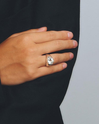 WHITE TOPAZ BEADED RING